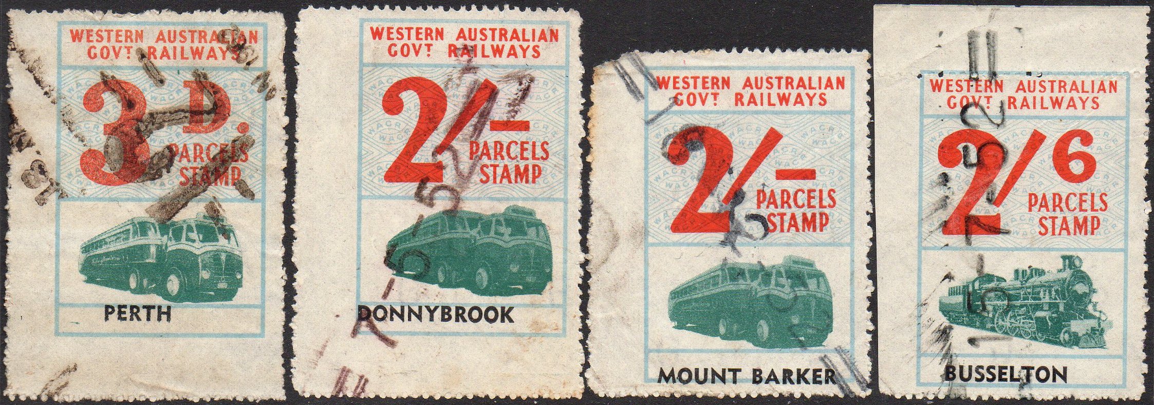 Western Australia Railway Parcels Stamps Wide Left Margins